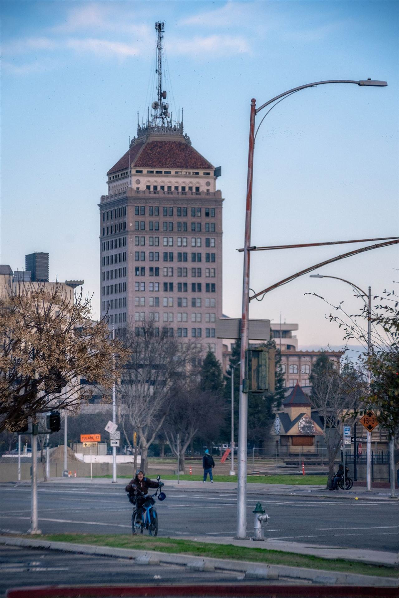 Downtown Fresno skyline at dusk